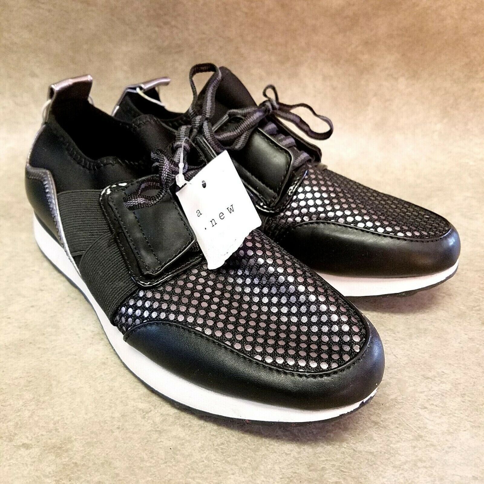 A New Day Womens Deena Size 6 Black Lace Up Fashion Sneakers